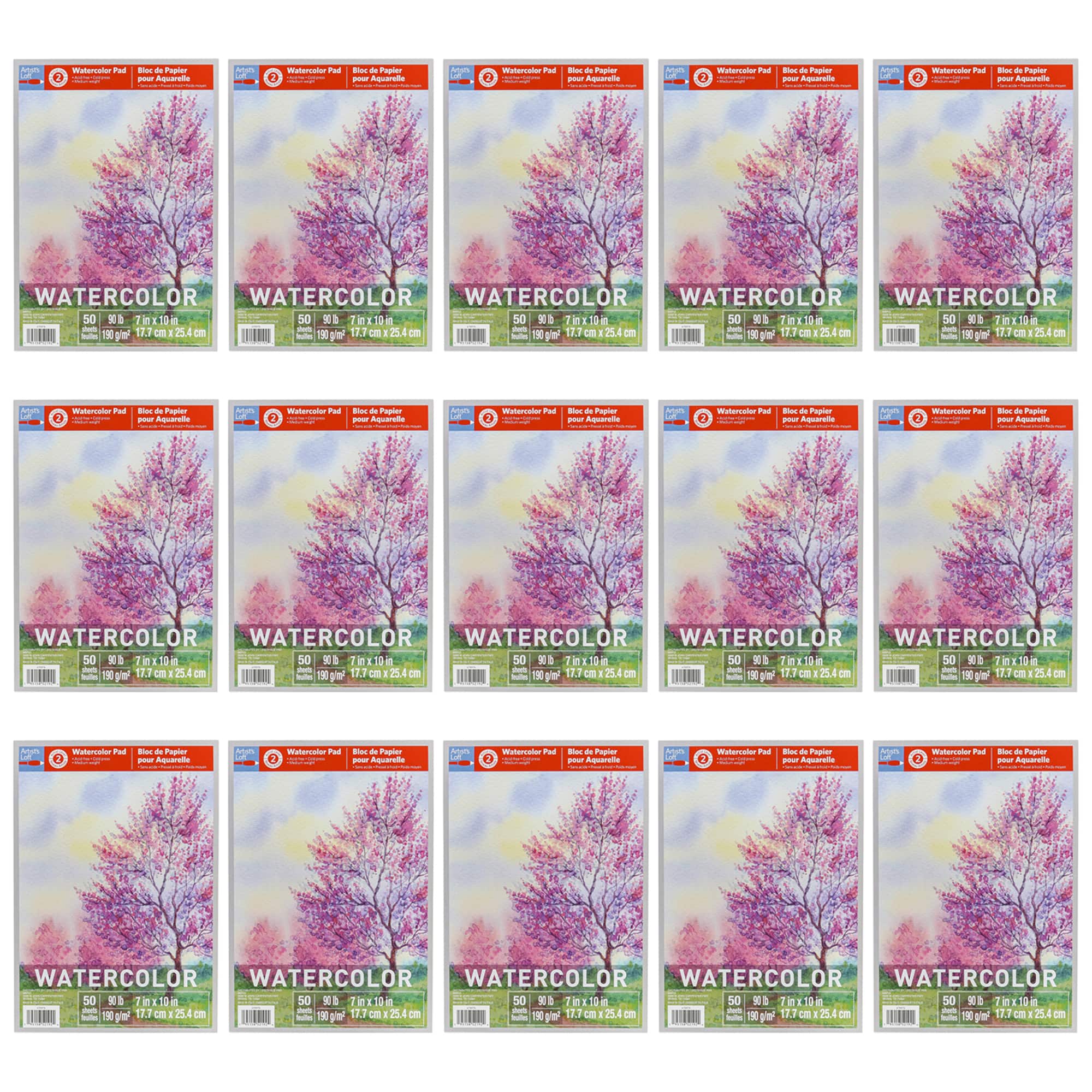 15 Pack: Watercolor Pad by Artist's Loft™, 7" x 10"